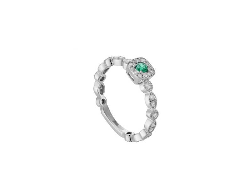 WORLD DIAMOND GROUP WHITE GOLD DIAMONDS AND EMERALD RING AET026BSMDI4